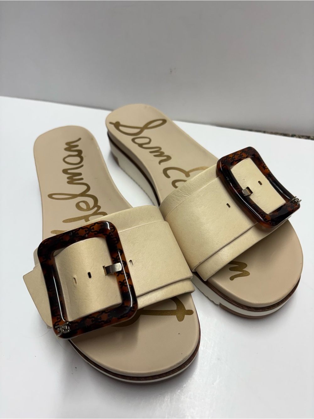 Sam Edelman Ariane Platform Slide Sandals Tan Neutral Sz 9